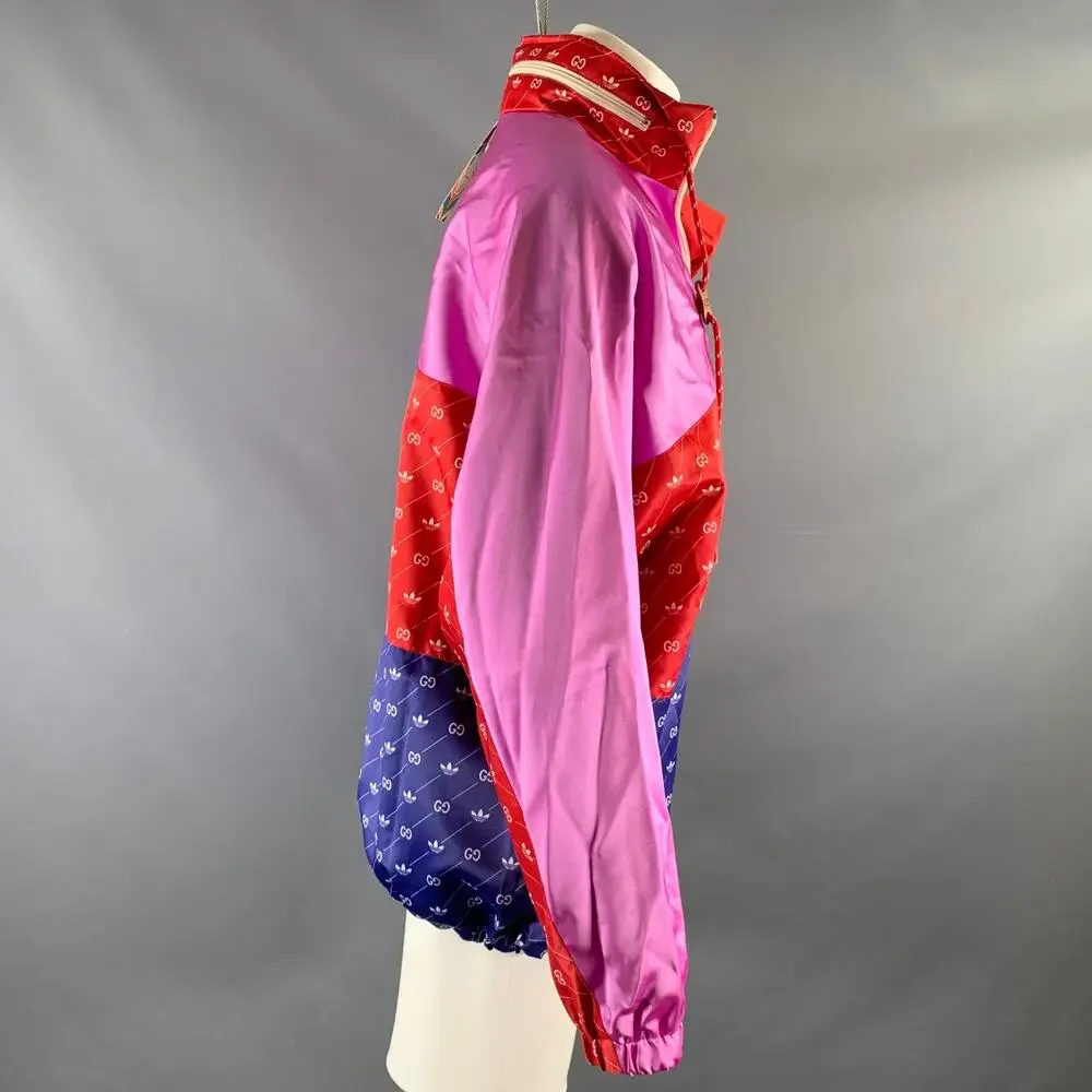 GUCCI X ADIDAS Size 38 Multi-Color Monogram Acetate Anorak Jacket